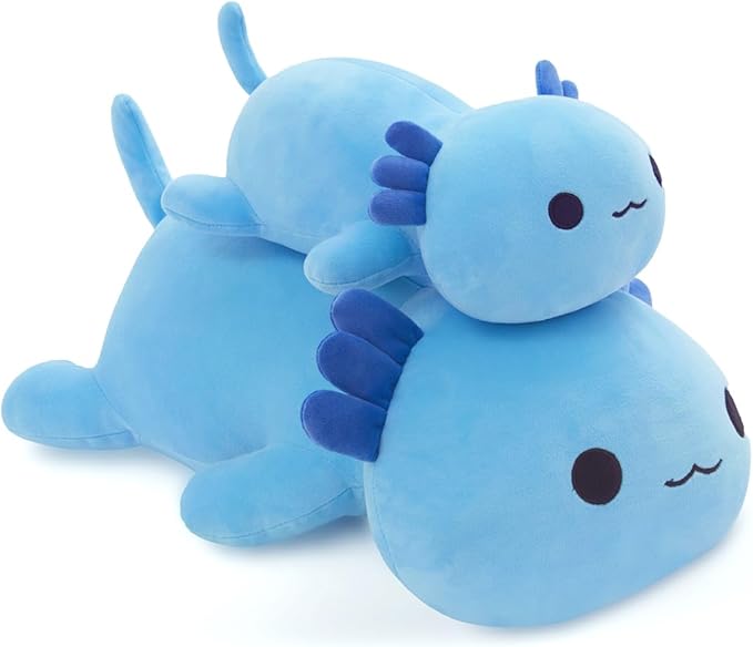 Blue Axolotl Plush Pillow Cute and Soft Axolotl Stuffed Animal Kawaii Plushie Toy Great Gift for Kids, 19.7"