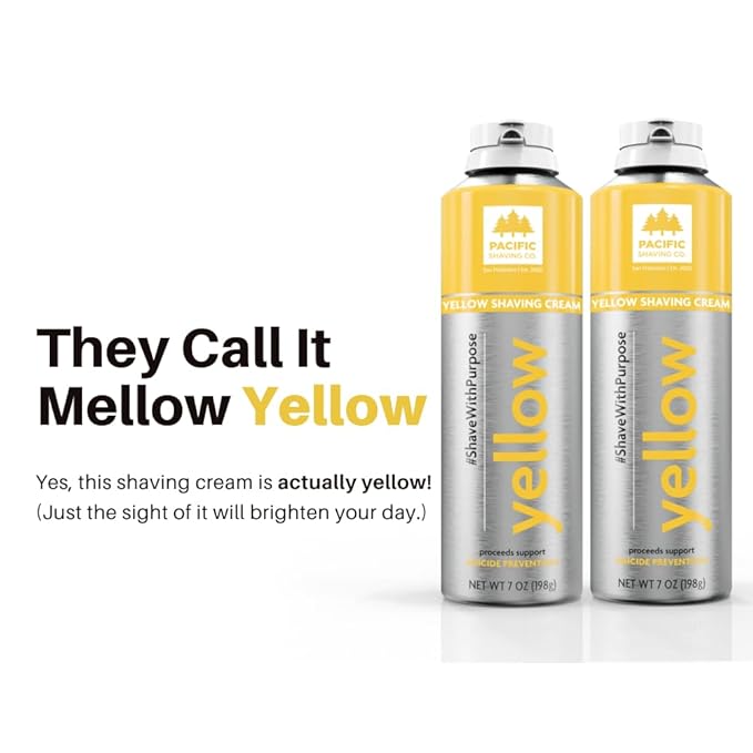 Pacific Shaving Company Yellow Shaving Cream - Foaming Colorful Shaving Cream - Hydrating, Redness Reducing + Irritation Free Shave Cream (7 Oz)