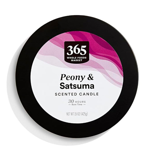 365 by Whole Foods Market, 3-Wick Scented Candle, Peony & Satsuma, 30 Hour Burn Time, 15 Ounce