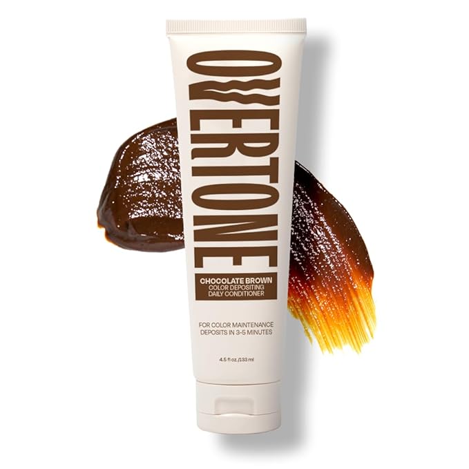 Overtone Daily Color Depositing Conditioner: 4.5 oz Temporary Coloring Conditioner with Shea Butter & Coconut Oil - Refresh Color & Prevent Fading - Vegan & Cruelty-Free, Chocolate Brown
