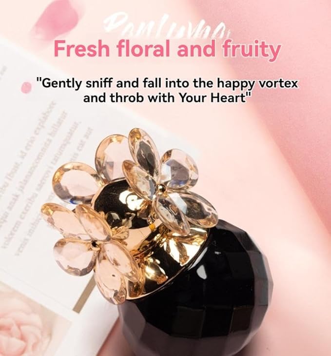 Annes Gift Happiness Floral Perfume, Crystal Flower Design, Fresh Fruity Fragrance, 2.04 FL OZ, Universal Scent