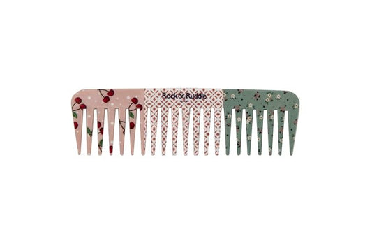 Rock & Ruddle Wide Tooth Comb. Perfect for Detangling Wet Hair and Applying Hair Color. Cherries Design