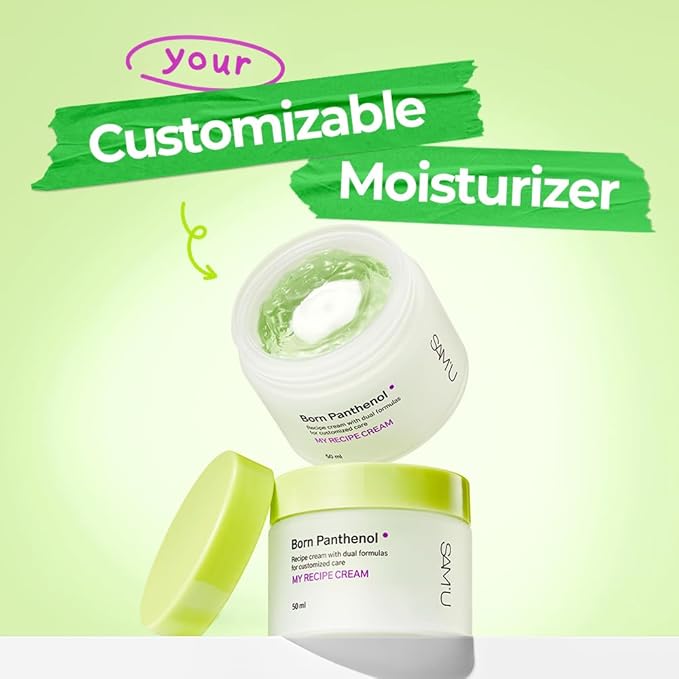 SAM’U Born Panthenol My Recipe Cream Korean Moisturizer with Hyaluronic Acid & Ceramide for Custom Hydration – Duo Face Gel & Cream Texture – Korean Skin Care for All Skin Types (50ml / 1.69 fl oz)