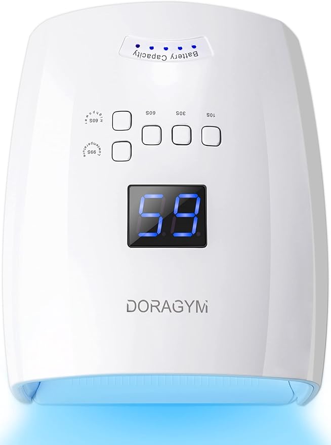 UV LED Nail Lamp, Cordless Gel Polish Dryer for Professional Gel Manicures - White