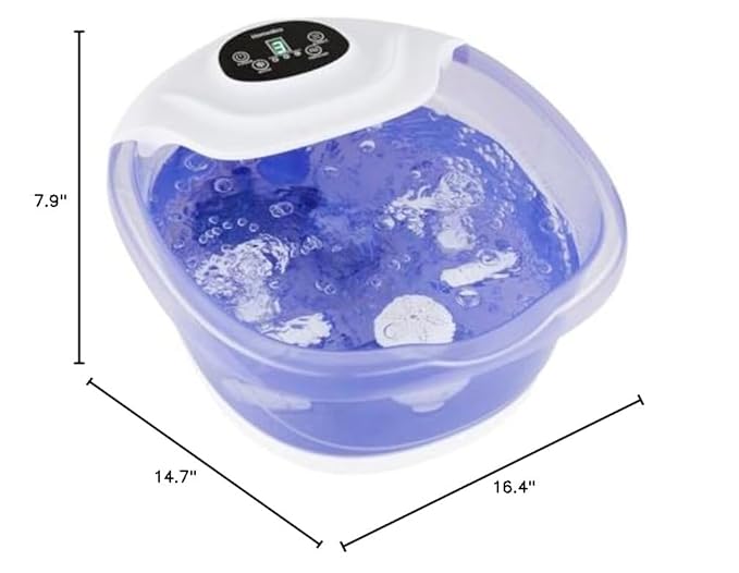 Homedics Salt-N-Soak Footbath with Heat Boost and Soaking Salt Starter Kit, 4 Soothing Massage Rollers, Toe-Touch Controls, Splash Guard, Bubble, Vibration Massage, Bath Salt Dispenser, LED Display