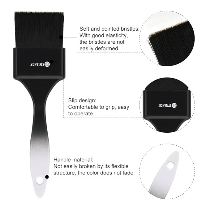 3 Pieces Hair Color Brush Kit, Balayage Tint Brush, Soft Deying Bristles for Salon & DIY Hair Coloring (Type A)