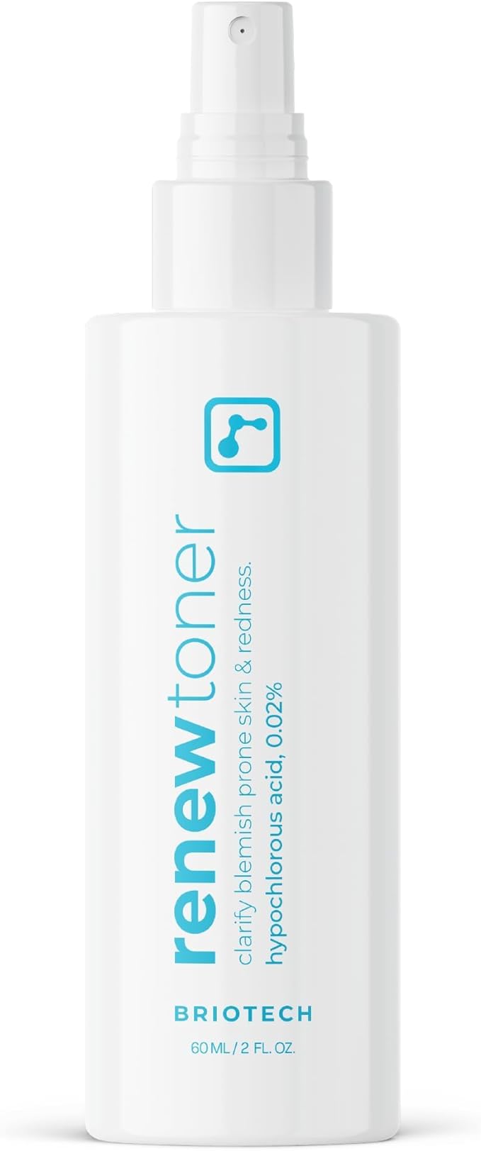 BRIOTECH Renew Toner, Hypochlorous Acid Spray, Minimize Appearance of Blemishes, Soothing Facial Mist for Sensitive Skin, Calm Redness & Bumps, Vegan, 2 fl oz Travel Size