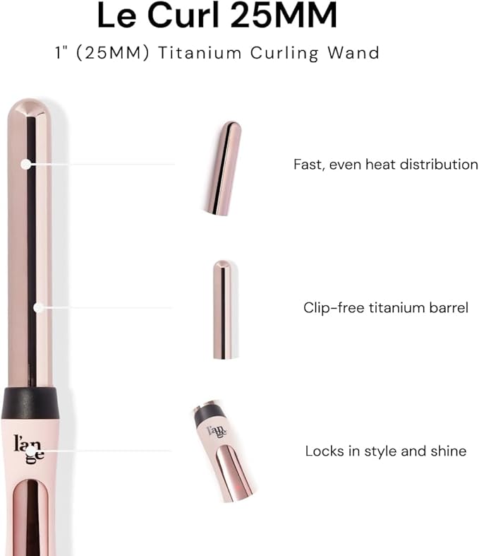 L'ANGE Hair Le Curl 25 MM Titanium Curling Wand | Professional 1 Inch Curling Iron for All Hair Types | Clip Free Hair Curler | Best Curling Wand for Tighter Curls & Beach Waves