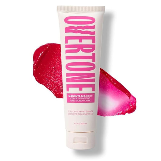 Overtone Daily Color Depositing Conditioner: 4.5oz Temporary Coloring Conditioner w/Shea Butter & Coconut Oil, Refresh Color & Prevent Fading, Vegan & Cruelty-Free, Extreme Magenta is Magenta Majesty