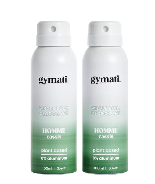 Gymati - Fitness Deodorant Spray for Men - Aluminum-Free - All Day Ultimate Odor Protection - Built For Sweat - Air-Powered - Vegan & Plant-Based - Made in USA - Homme - 3.4oz Travel Size - 2 Pack