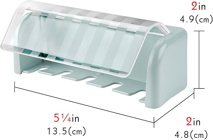 Toothbrush Holder Wall Mounted with Cover for Bathroom, 5 Slots Toothbrush Storage Organizer for Shower, Self Adhesive Toothbrush Hanger Rack for Dorm, Cabinet(Blue)