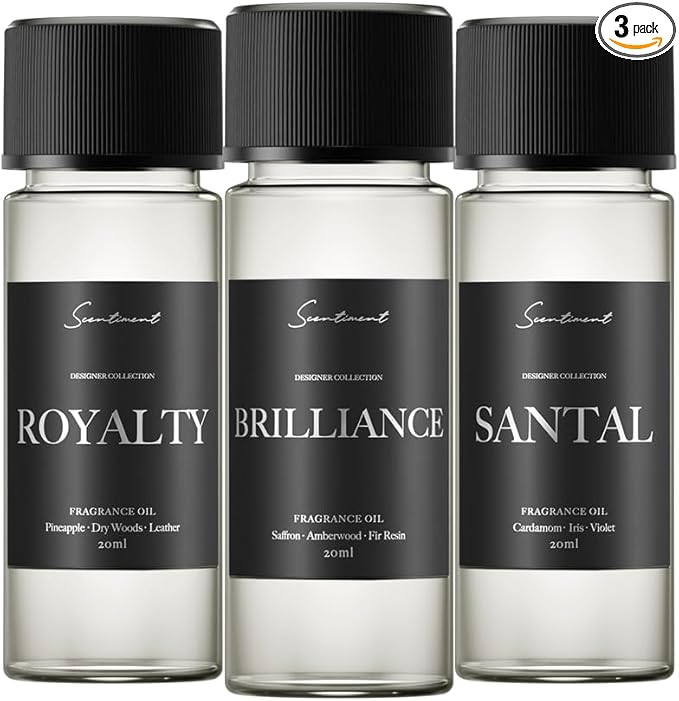 Scentiment Designer Diffuser Oil Discovery Kit – Top 3 Luxury-Inspired Scents | Aromatherapy Fragrance Oils for Home & Office | Long-Lasting & Elegant Scent (3 x 20ml)