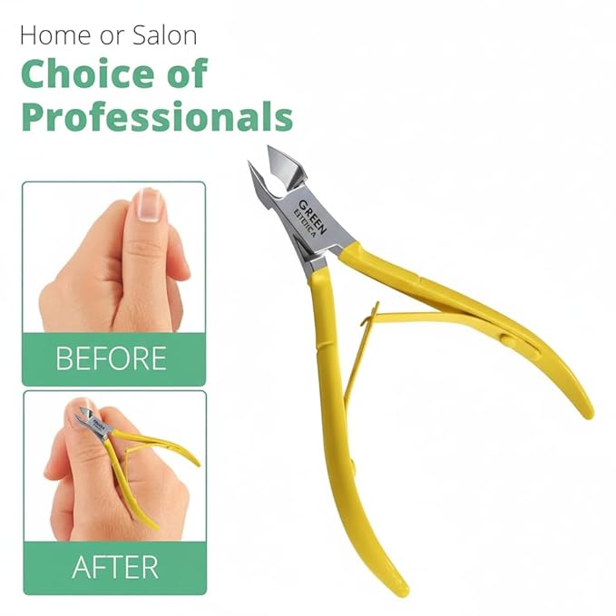 Professional Cuticle Trimmer Nail Cuticle Cutter Stainless Steel Cuticle Nippers with Sharp Blades of Cuticle Remover Clippers Manicure Tools Double Spring for Nail Care Pedicure Nail Tools (Yellow)
