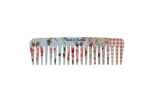 Rock & Ruddle Wide Tooth Comb. Perfect for Detangling Wet Hair and Applying Hair Color. Pink Gingham Design