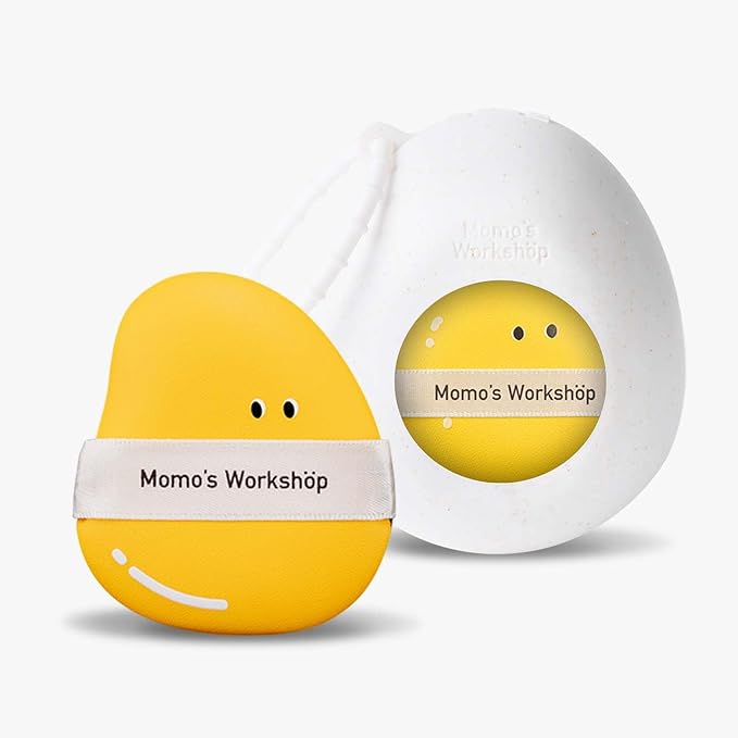 Mango Shape Makeup Sponge 2-Pack (L & M Size), Hydrophilic PU for Dry & Wet Use, Dual-Ended for Full Coverage & Sheer Finish, with Ribbon Grip & Travel Case