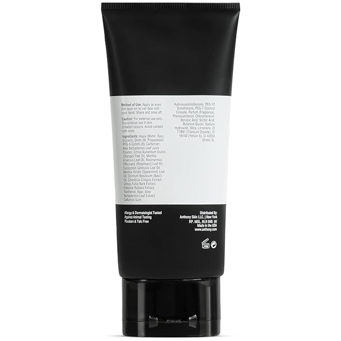 Anthony Shaving Cream Mens Sensitive Skin: Squalane, Eucalyptus, Spearmint and Rosemary Extracts, Help Soothe, Refresh, Cool, and Condition Your Skin for Shave 6 Fl Oz 3 Pack