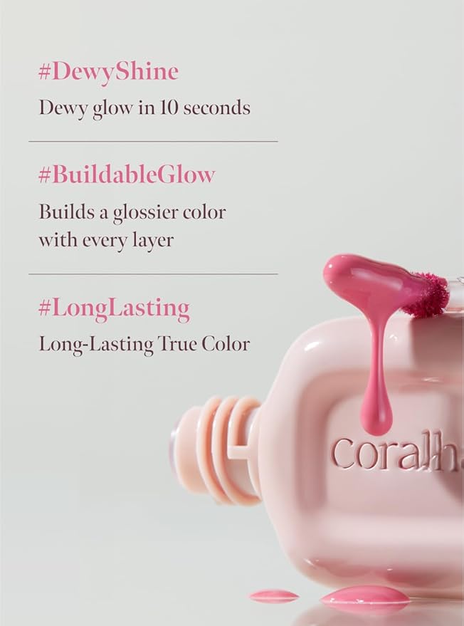 Dew Drop Tint #204 Rare 4.5g, Glossy, Lightweight Lip Stain, Glass-Like, High Shine, Moisturizing Lip Oil, Long Lasting Color, Hydrating Gloss, Dewy Finish, Korean Beauty Makeup