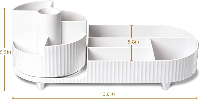 Rotating Large Capacity Cosmetic Display Case,Bathroom Counter Organizer Countertop Storage,Cosmetics Skincare Shelf Organizer (White)