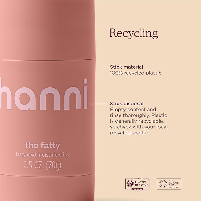 HANNI Fatty Body Moisturizer Stick with Fatty Acids, Travel Size Friendly Solid Lotion for Plumping and Hydration, Fragrance-Free and Safe for Sensitive Skin, 2.5 oz (Pack of 2)