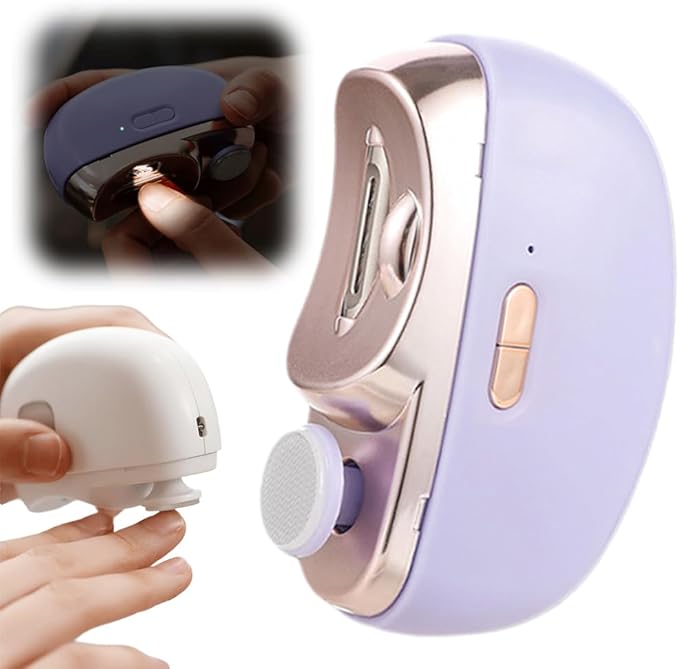 2026 New 2 in 1 Electric Nail Clippers, 2 Speeds Automatic Nail Clippers for Fingers and Toes with LED Light & Clip Storage, Electric Nail Trimmer for Senior Adults (Purple)