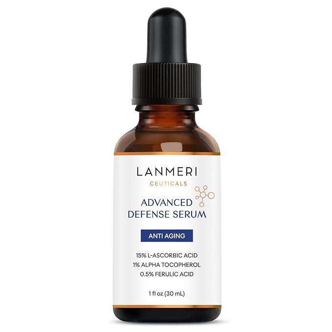 Lanmeri Ceuticals 15% Vitamin C + E + Ferulic Serum: Vitamin C Serum for Face with Vitamin E, Ferulic Acid – Brightening, Anti-Aging, Anti-Wrinkle & Hydration – for Dark Spots & Uneven Skin (1 fl oz)