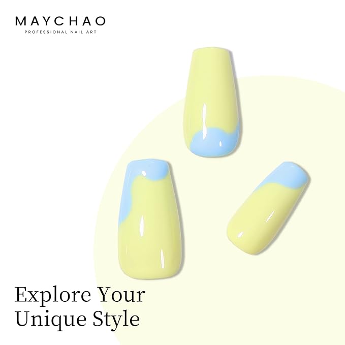 MAYCHAO 15ML Maize Yellow Gel Nail Polish 1Pc Pastel Light Yellow Gel Polish Soak Off UV LED Nail Polish Nail Art Starter Manicure Salon DIY at Home, 0.5 OZ