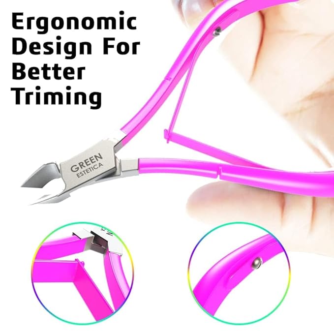 Professional Cuticle Trimmer Nail Cuticle Cutter Stainless Steel Cuticle Nippers with Sharp Blades of Cuticle Remover Clippers Manicure Tools Double Spring - Pedicure Nail Tools (Pink - 4 Pack)