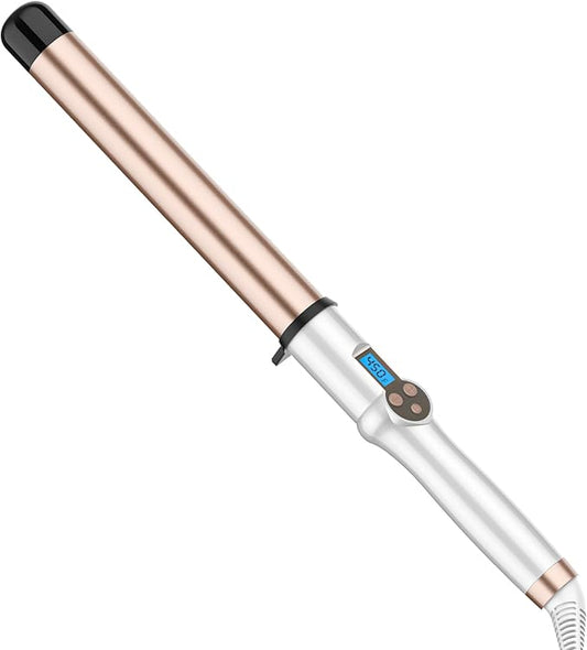 1 1/4 Inch Extra Long Barrel Curling Wand, Ceramic Tourmaline Curling Wand Professional Dual Voltage with Adjustable Temperature