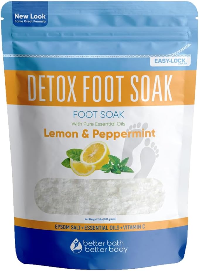Detox Foot Soak (2 LBs) Epsom Salt Foot Soak with Lemon & Peppermint Essential Oils