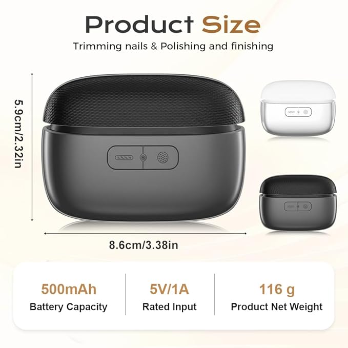 3-in-1 Automatic Electric Nail Clipper with Polishing, Upgraded Electric Nail Trimmer Polisher with LED Light and Nail Scraps Storage, Portable Smart Nail Clipper for Thick Toenails Seniors (White)