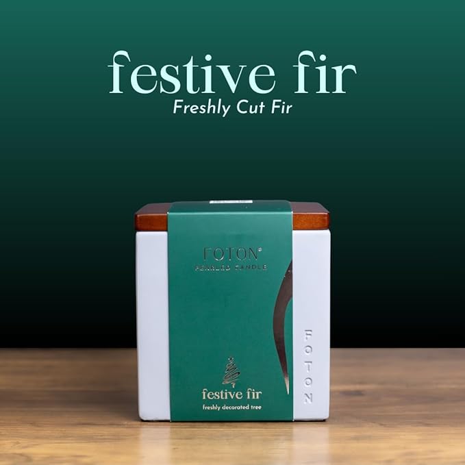 Foton Pearled Candle Multipack Le Cube Concrete Vase Set (2 x 16 Oz) - Festive Fir Scented - Refillable Jar Scented Candle Sand with 15 Wicks Each - Natural Non-Toxic Decorative Candles for Home