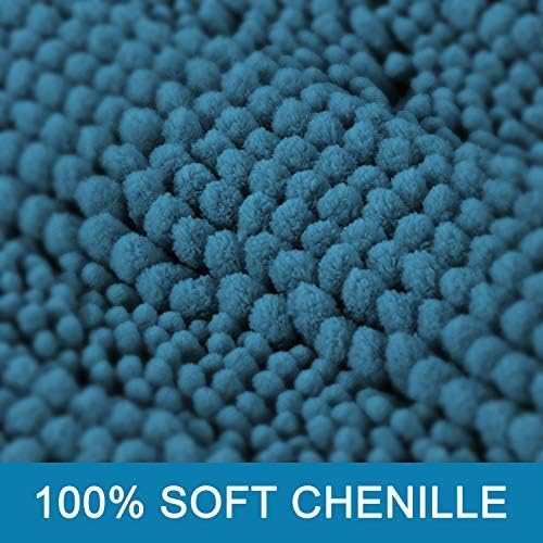 H.VERSAILTEX Bathroom Rugs Bath Rug Set 2 Piece Bathroom Contour Rug Toilet Mat Sets Non Slip Contour Bath Rug Ultra Thick Water Absorbent Striped Bath Mats(47" x 17" Plus 20" x 20" U, Turquoise Blue)