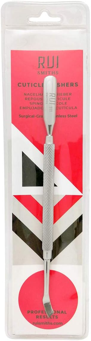 Rui Smiths Pro Cuticle Pusher with 2 Ends - Stainless Steel Manicure Tool - Style 111