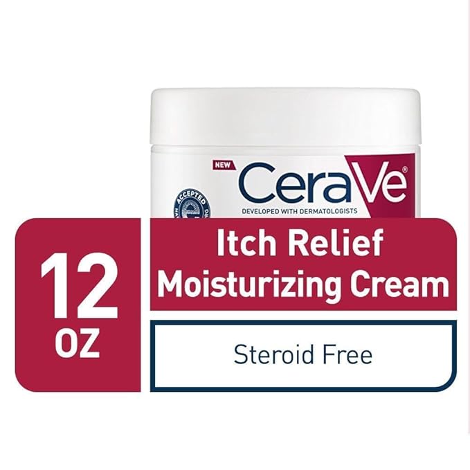 CeraVe Moisturizing Cream for Dry Skin Relief, 12 Ounce, Fragrance Free Cream with Pramoxine for Itch Relief