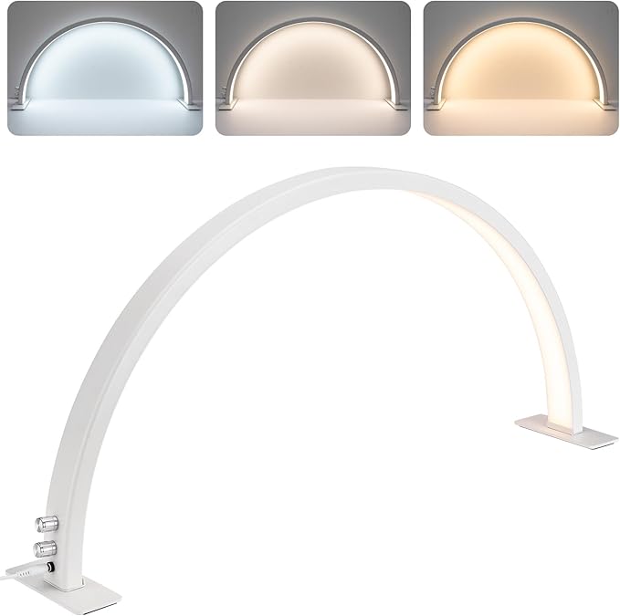 Noverlife 29in Half Moon Light for Nail Desk, 35W 2520 Lumen Manicure Nail Tech Lamp 3 Color Led Lash Light Tattoo Light, 3000k-6000k Stepless Dimming Brightness for Eyelash Beauty Spa Salon