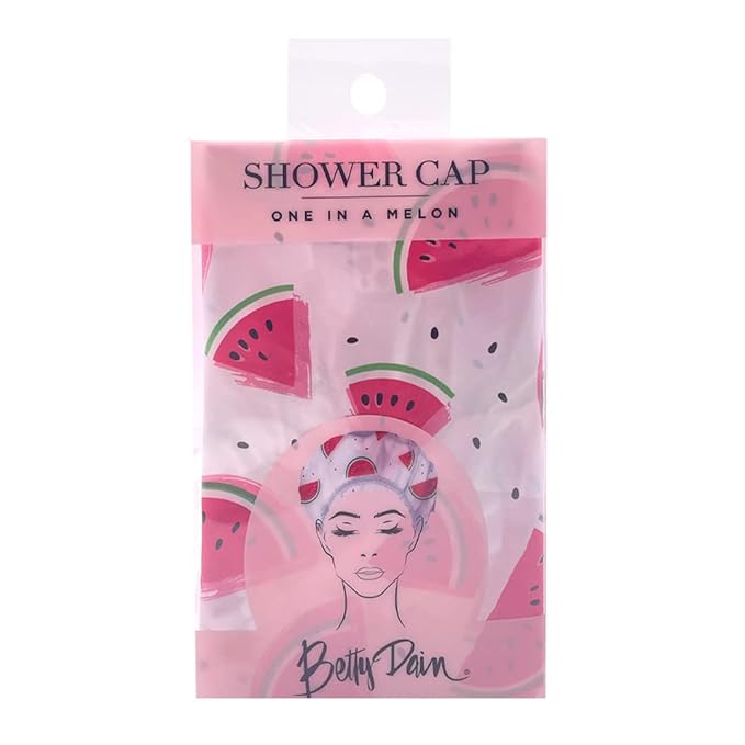 Reusable Vinyl Shower Cap & Bath Cap, Frosted PEVA Elastic Stretch Hem. Multi-Use Waterproof Stretchy Hair Cap for all Hair Lengths - One In A Melon Shower Cap for Women