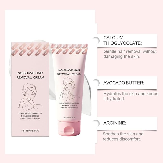 No Shave Hair Removal Cream, Suitable for Sensitive Skin, Moisturizes and Nurtures Skin, Leaving it Soft and Protected after Hair Removal150ML/5.29FL OZ (1)