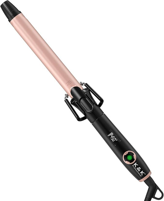 1 Inch Curling Iron with Clipped Tourmaline Ceramic Barrel Professional 1 Inch Hair Curler up to 450°F Dual Voltage for Traveling 60 Mins Auto Off Suit for Different (Rose Gold, 1 inch)