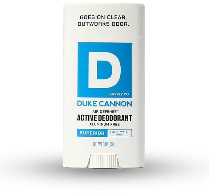 Duke Cannon Aluminum-Free Deodorant for Men - Air Defense, Fresh Water + Citrus, 3 oz – Long-Lasting, Clear Glide, Skin-Soothing Formula (Superior)