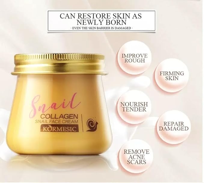 2pcs Snail Collagen Face Cream，Collagen Hydrating Anti-Wrinkle and Rejuvenating Cream Korean, Collagen Rejuvenating Moisturizer for Women, Improves Skin Firmness, Reduces Dryness & Fine Lines