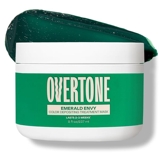Overtone Color Depositing Semi-Permanent Hair Dye Conditioner - 8 oz For Natural & Color-Treated Hair, Moisturizing Shea Butter & Coconut Oil - Vegan & Cruelty-Free, Emerald Envy