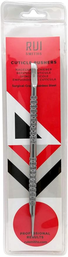Rui Smiths Pro Cuticle Pusher with 2 Ends - Stainless Steel Manicure Tool - Style 105