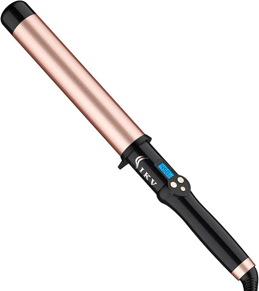 1 1/2 Inch Large Curling Wand for Long Hair, Dual Voltage Hair Curling Iron Wand Ceramic Extra Long Barrel,10 Adjustable Temp