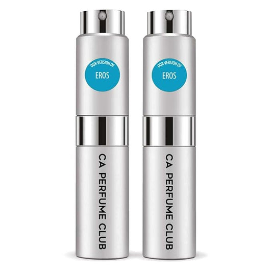 CA Perfume Impression of Eros for Men Aromatic Fougere Scent Long Lasting Cologne for Men Eau De Parfum Travel Size Refillable Atomizer Spray 0.27 Fl Oz 8ml (Pack of 2)
