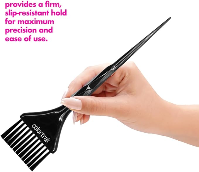 Colortrak Black Diamond Color Brushes, Gem Cut Handles for a Firm Slip-Resistant Hold with Tapered Ends for Sectioning - 1 Firm Brush and 1 Feather Brush