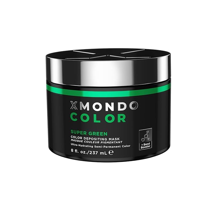 XMONDO Color Super Green Depositing Mask & Semi-Permanent Green Dye | Infused with Bond Booster Technology & Hyaluronic Acid for Nourishment, Revitalization & Repair, Vegan Formula, 8 Fl Oz 1-Pack