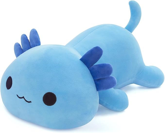 Blue Axolotl Plush Pillow Cute and Soft Axolotl Stuffed Animal Kawaii Plushie Toy Great Gift for Kids, 19.7"