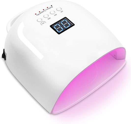 UV LED Nail Lamp, 86W Rechargeable Cordless Nail Dryer, 52 Lamp Beads 4 Timers Settings & Auto Sensor, Professional Gel Polish UV LED Nail Light for Salon & Home (White)