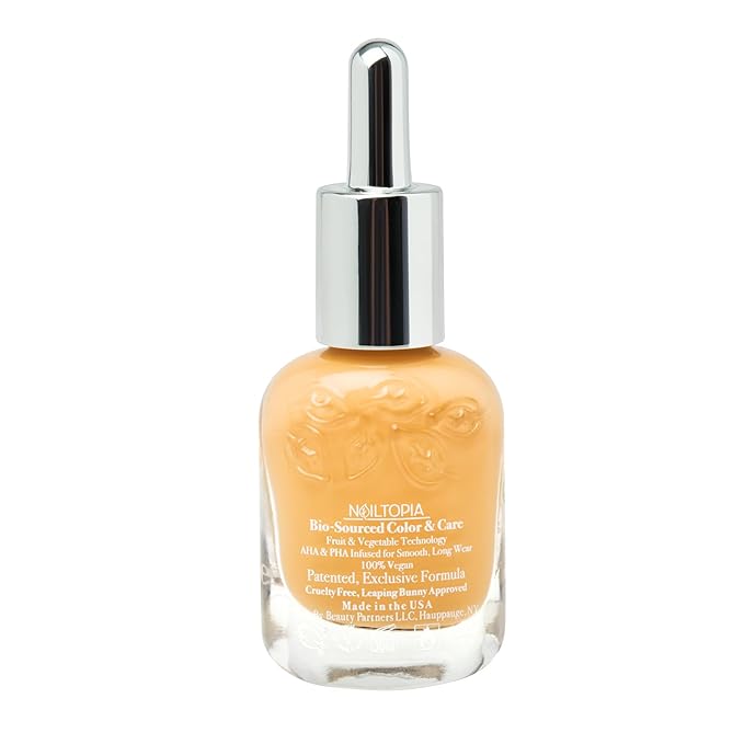 Nailtopia Bio-Sourced, Chip Free Nail Lacquer - All Natural, Strengthening Biotin and Superfood-Infused Polish - Chip Resistant Formula - Quick-Dry, Long Lasting Wear - Just Peachy - 0.41 oz