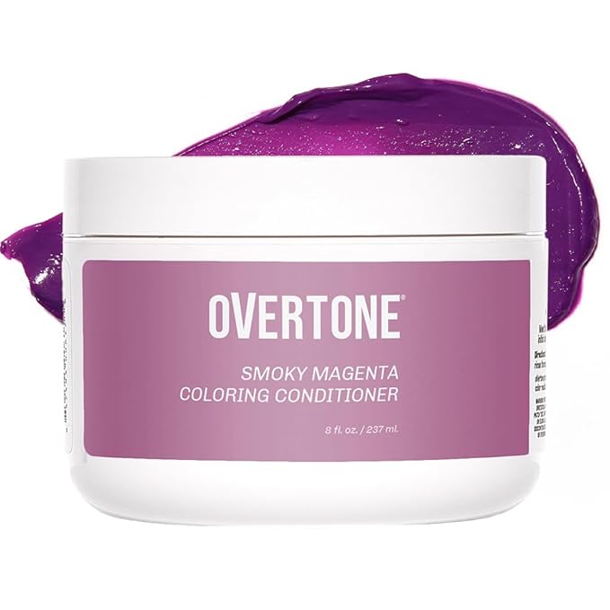 oVertone Haircare Color Depositing Conditioner - 8 oz Semi-Permanent Tint with Shea Butter & Coconut Oil - Temporary Vegan, Cruelty-Free Hair Tint/Dye - Smoky Magenta